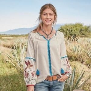 Sundance Embroidered Peasant Blouse